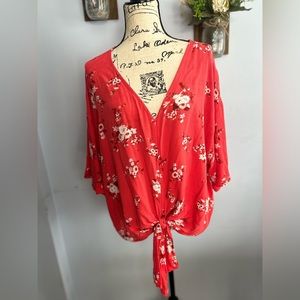Mauby Floral print knotted blouse bohemian festival hippie relaxed fit